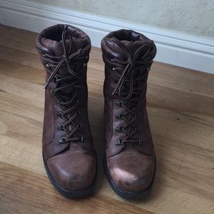 Women’s Nine West Brown Leather Hiking Boots 8.5